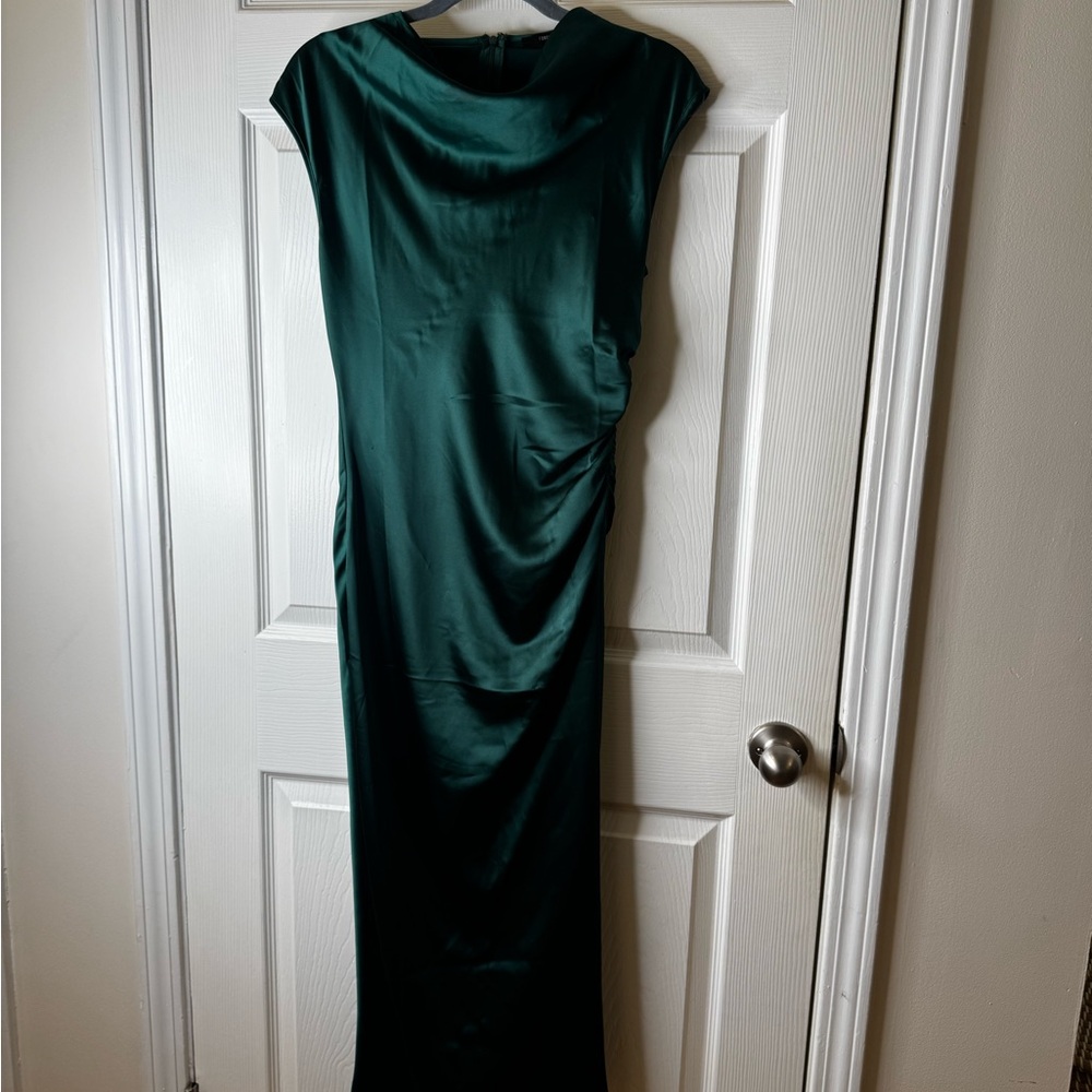 Emerald Green Satin Dress